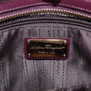 Salvatore Ferragamo Gancini Hand Bag Leather 2way Purple Gold Auth 185691A-25
