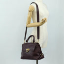 Salvatore Ferragamo Gancini Hand Bag Leather 2way Purple Gold Auth 185691A-31
