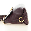Salvatore Ferragamo Gancini Hand Bag Leather 2way Purple Gold Auth 185691A-3
