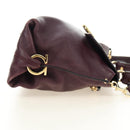 Salvatore Ferragamo Gancini Hand Bag Leather 2way Purple Gold Auth 185691A-4