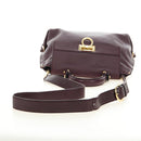 Salvatore Ferragamo Gancini Hand Bag Leather 2way Purple Gold Auth 185691A-8