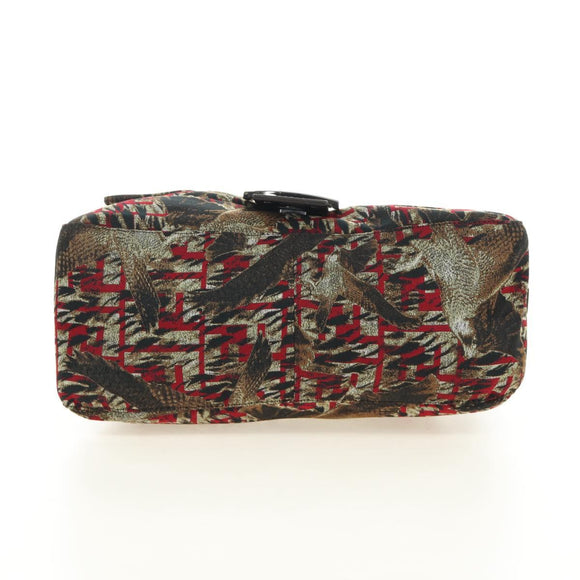FENDI Zucca Canvas Mamma Baguette Shoulder Bag Red Silver Auth 185692V