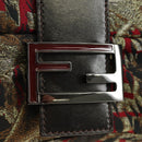 FENDI Zucca Canvas Mamma Baguette Shoulder Bag Red Silver Auth 185692V-19