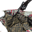 FENDI Zucca Canvas Mamma Baguette Shoulder Bag Red Silver Auth 185692V-23