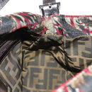 FENDI Zucca Canvas Mamma Baguette Shoulder Bag Red Silver Auth 185692V-24
