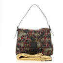 FENDI Zucca Canvas Mamma Baguette Shoulder Bag Red Silver Auth 185692V-12