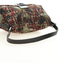 FENDI Zucca Canvas Mamma Baguette Shoulder Bag Red Silver Auth 185692V-6