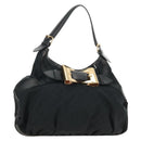 GUCCI GG Canvas Shoulder Bag Black Gold 189884 Auth 185693V-1