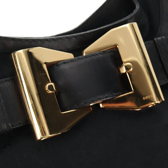 GUCCI GG Canvas Shoulder Bag Black Gold 189884 Auth 185693V
