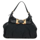 GUCCI GG Canvas Shoulder Bag Black Gold 189884 Auth 185693V-2