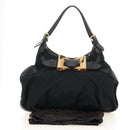GUCCI GG Canvas Shoulder Bag Black Gold 189884 Auth 185693V-25
