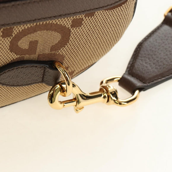 GUCCI Jumbo GG Web Sherry Line Boston Bag 2way Beige Gold 696039 Auth 185694SM