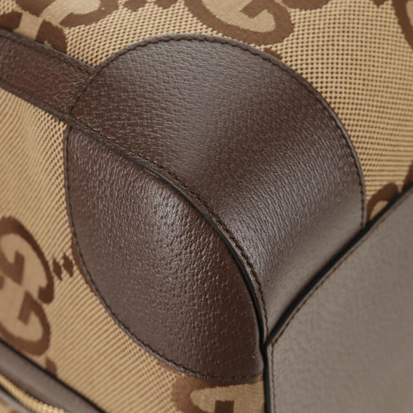 GUCCI Jumbo GG Web Sherry Line Boston Bag 2way Beige Gold 696039 Auth 185694SM
