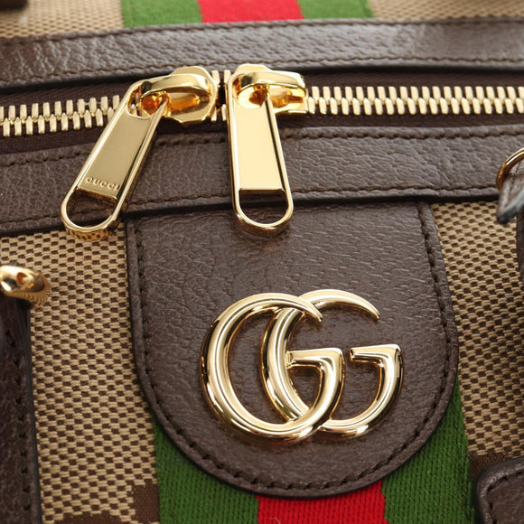 GUCCI Jumbo GG Web Sherry Line Boston Bag 2way Beige Gold 696039 Auth 185694SM