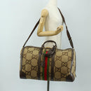 GUCCI Jumbo GG Web Sherry Line Boston Bag 2way Beige Gold 696039 Auth 185694SM-31