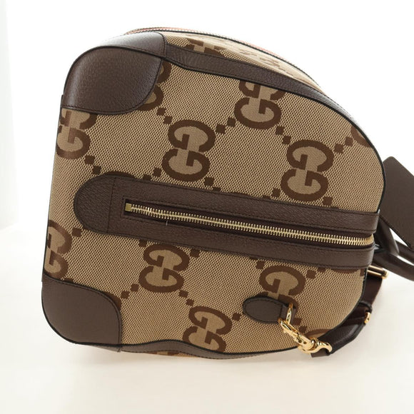 GUCCI Jumbo GG Web Sherry Line Boston Bag 2way Beige Gold 696039 Auth 185694SM