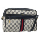 GUCCI GG Supreme Sherry Line Shoulder Bag PVC Navy Gold Auth 185719-1