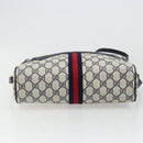 GUCCI GG Supreme Sherry Line Shoulder Bag PVC Navy Gold Auth 185719-5
