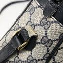 GUCCI GG Supreme Sherry Line Shoulder Bag PVC Navy Gold Auth 185719-11