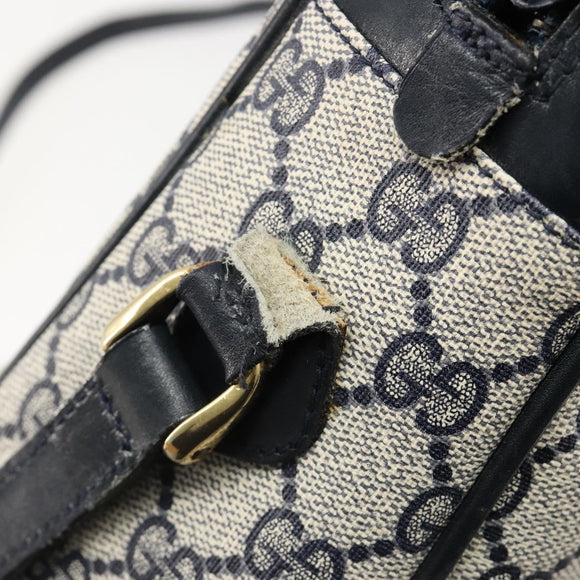 GUCCI GG Supreme Sherry Line Shoulder Bag PVC Navy Gold Auth 185719