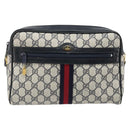 GUCCI GG Supreme Sherry Line Shoulder Bag PVC Navy Gold Auth 185719-13