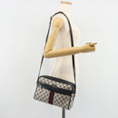 GUCCI GG Supreme Sherry Line Shoulder Bag PVC Navy Gold Auth 185719-26