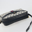 GUCCI GG Supreme Sherry Line Shoulder Bag PVC Navy Gold Auth 185719-6