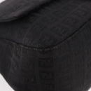 FENDI Zucchino Canvas Mamma Baguette Shoulder Bag Black Auth 185724SAV-10