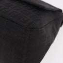 FENDI Zucchino Canvas Mamma Baguette Shoulder Bag Black Auth 185724SAV-11