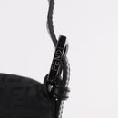 FENDI Zucchino Canvas Mamma Baguette Shoulder Bag Black Auth 185724SAV-14