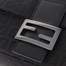 FENDI Zucchino Canvas Mamma Baguette Shoulder Bag Black Auth 185724SAV-15