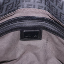 FENDI Zucchino Canvas Mamma Baguette Shoulder Bag Black Auth 185724SAV-18