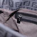 FENDI Zucchino Canvas Mamma Baguette Shoulder Bag Black Auth 185724SAV-22