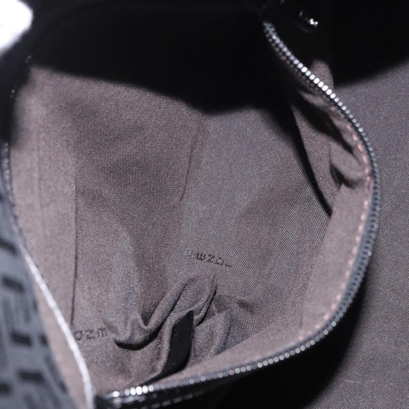 FENDI Zucchino Canvas Mamma Baguette Shoulder Bag Black Auth 185724SAV