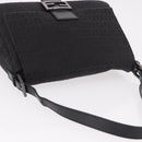 FENDI Zucchino Canvas Mamma Baguette Shoulder Bag Black Auth 185724SAV-6