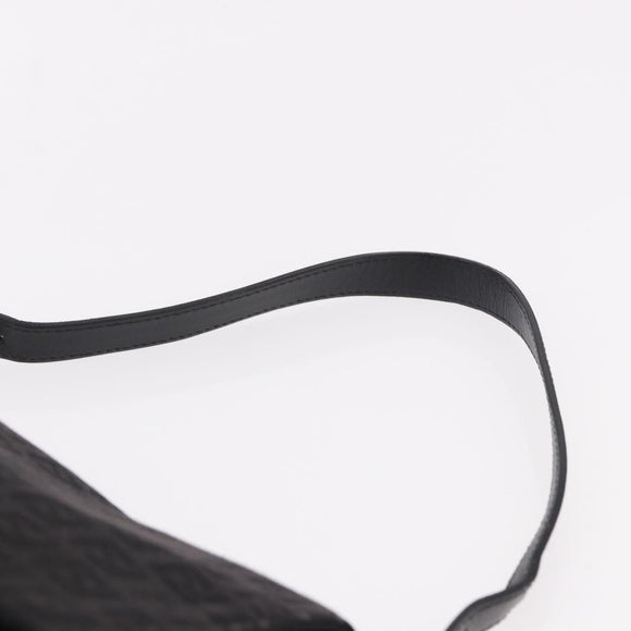 FENDI Zucchino Canvas Mamma Baguette Shoulder Bag Black Auth 185724SAV