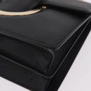 Salvatore Ferragamo Gancini Chain Shoulder Bag Leather Black Gold Auth 185725A-14