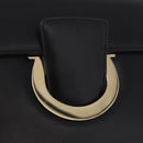 Salvatore Ferragamo Gancini Chain Shoulder Bag Leather Black Gold Auth 185725A-17