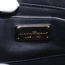 Salvatore Ferragamo Gancini Chain Shoulder Bag Leather Black Gold Auth 185725A-10