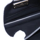 Salvatore Ferragamo Gancini Chain Shoulder Bag Leather Black Gold Auth 185725A-11