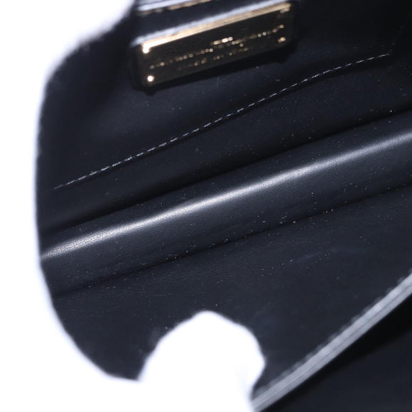 Salvatore Ferragamo Gancini Chain Shoulder Bag Leather Black Gold Auth 185725A