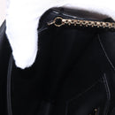 Salvatore Ferragamo Gancini Chain Shoulder Bag Leather Black Gold Auth 185725A-19