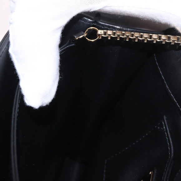 Salvatore Ferragamo Gancini Chain Shoulder Bag Leather Black Gold Auth 185725A