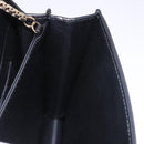 Salvatore Ferragamo Gancini Chain Shoulder Bag Leather Black Gold Auth 185725A-21