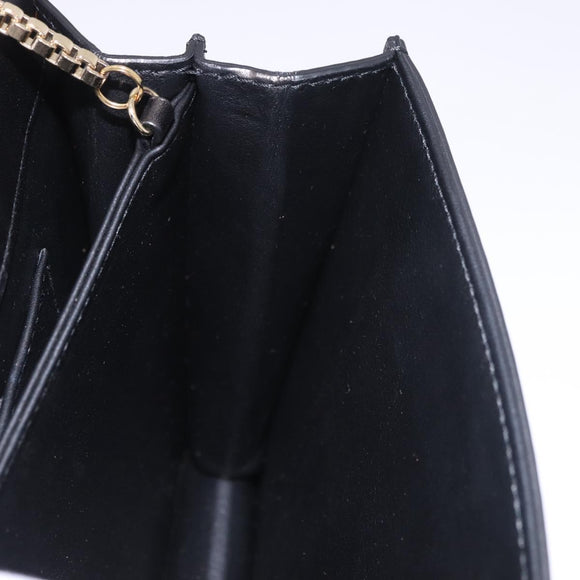 Salvatore Ferragamo Gancini Chain Shoulder Bag Leather Black Gold Auth 185725A