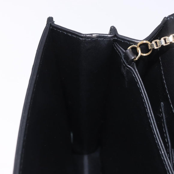 Salvatore Ferragamo Gancini Chain Shoulder Bag Leather Black Gold Auth 185725A