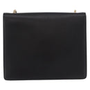 Salvatore Ferragamo Gancini Chain Shoulder Bag Leather Black Gold Auth 185725A-2