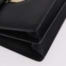 Salvatore Ferragamo Gancini Chain Shoulder Bag Leather Black Gold Auth 185725A-8