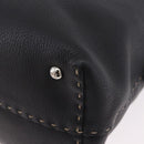 FENDI Celeria Tote Bag Leather Black Silver Auth 185726A-14
