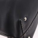 FENDI Celeria Tote Bag Leather Black Silver Auth 185726A-15
